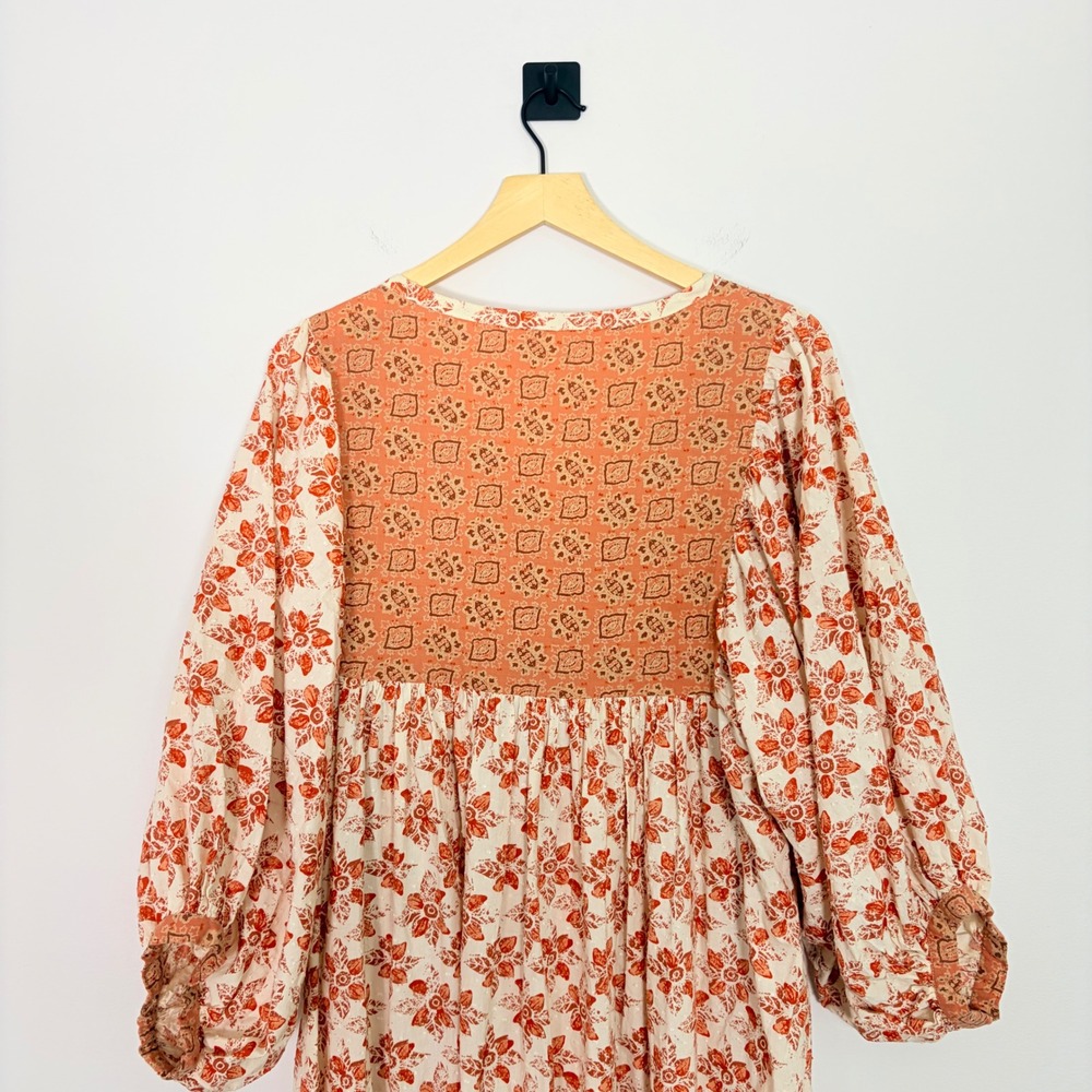 Free People Hazy Maisy Floral Maxi Dress Orange Pink Small Boho Cottaecore - Picture 8 of 9
